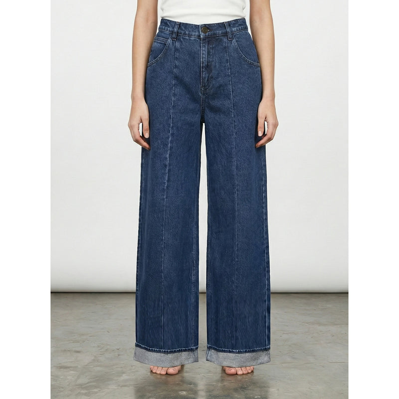 Front Seam Indigo Wide Leg Jeans | Montivo Pakistan