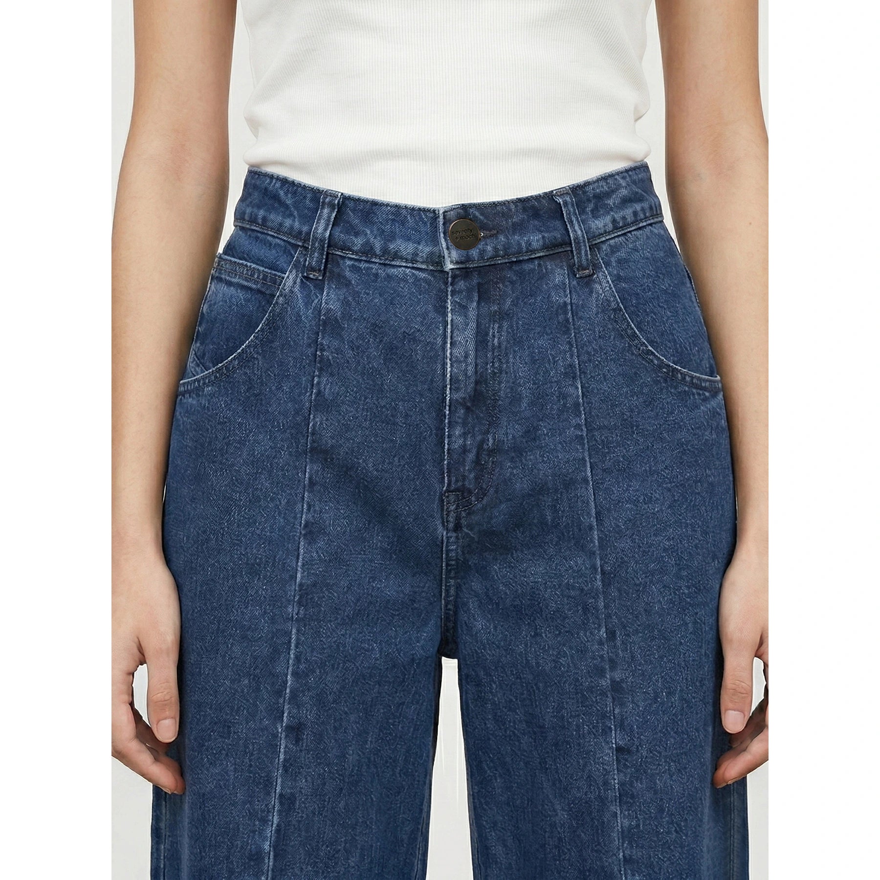 Front Seam Indigo Wide Leg Jeans | Montivo Pakistan