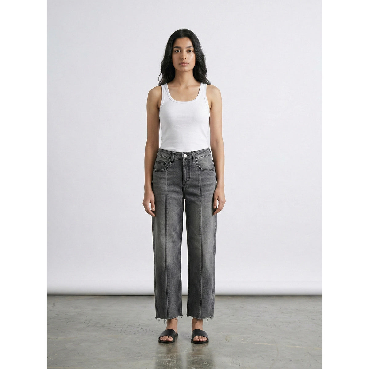 Grey Front Seam Relaxed Jeans | Montivo Pakistan