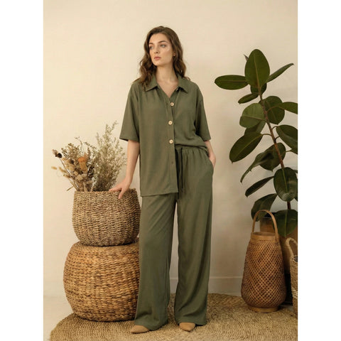 Green Ridge Textured Oversized Shirt | Montivo Pakistan
