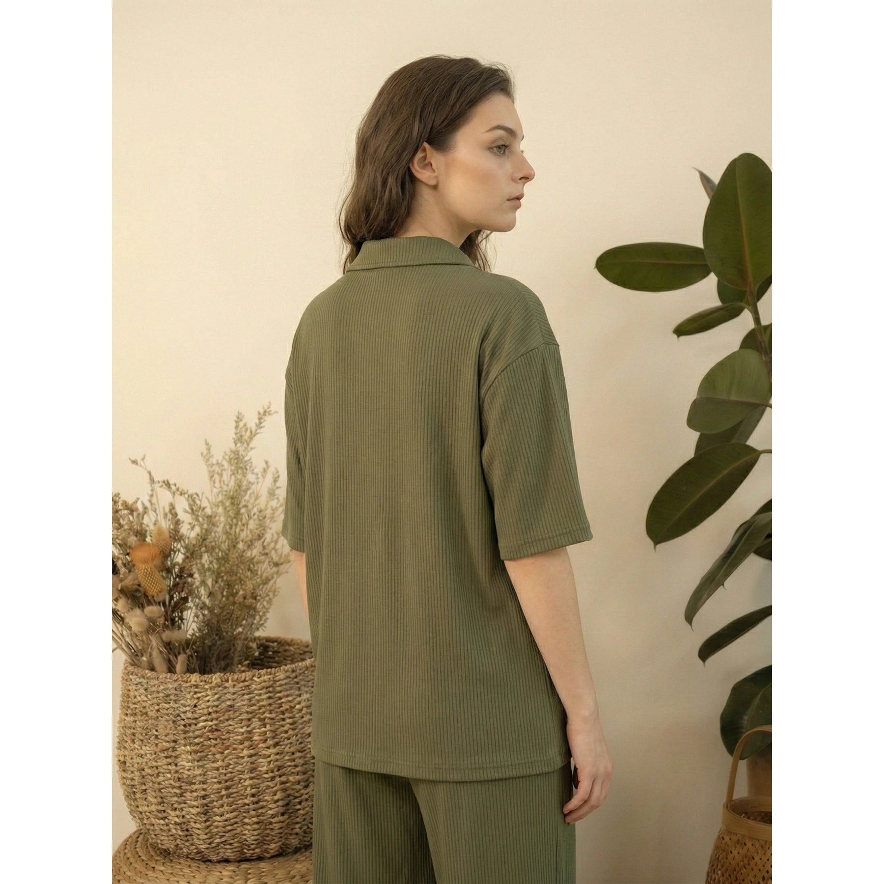 Green Ridge Textured Oversized Shirt | Montivo Pakistan