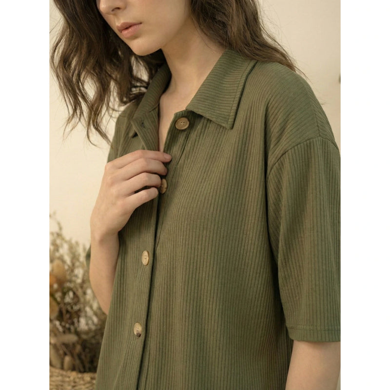 Green Ridge Textured Oversized Shirt | Montivo Pakistan