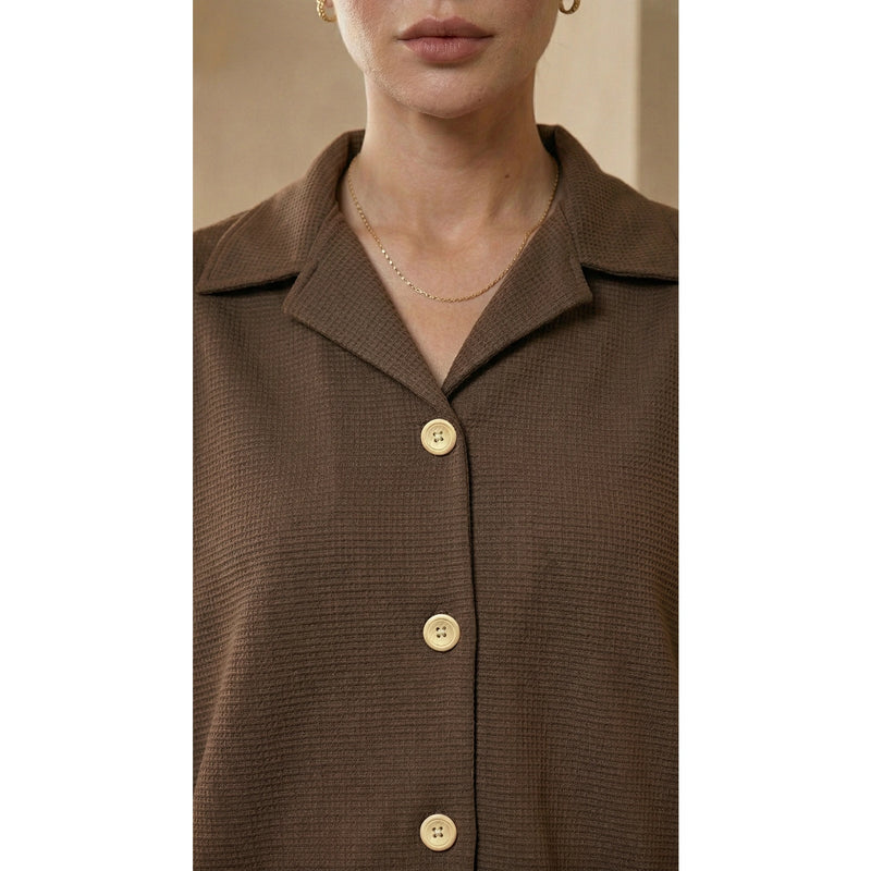 Coffee Waffle Cuban Collar Shirt | Montivo Pakistan