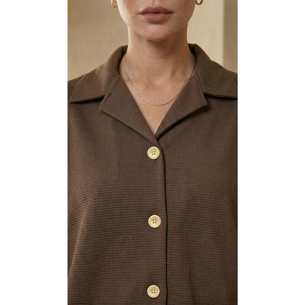Coffee Waffle Cuban Collar Shirt | Montivo Pakistan