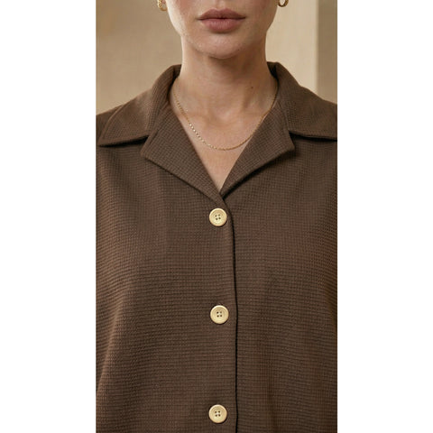 Coffee Waffle Cuban Collar Shirt | Montivo Pakistan