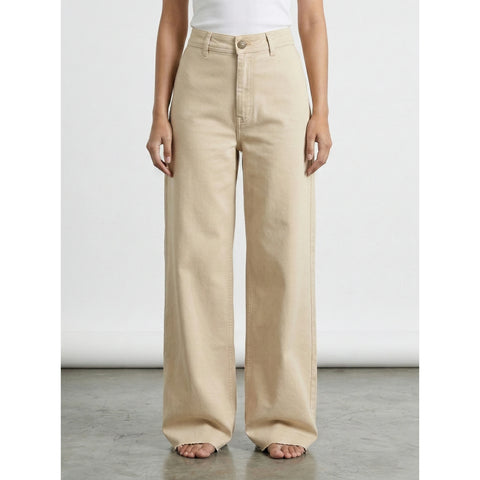 Ecru Frayed Hem Wide Leg Jeans | Montivo Pakistan