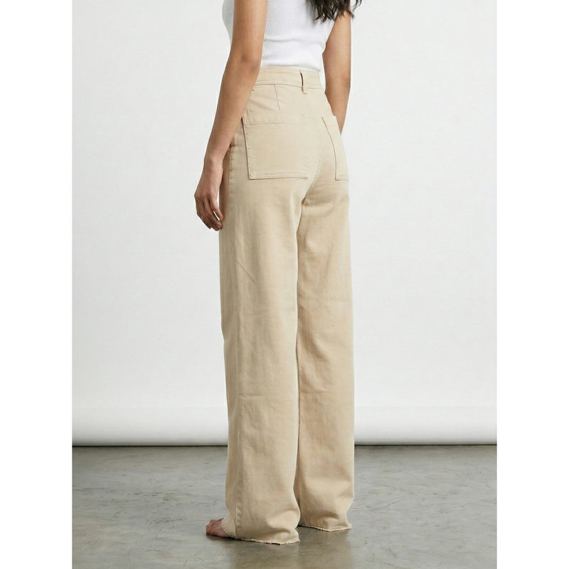 Ecru Frayed Hem Wide Leg Jeans | Montivo Pakistan