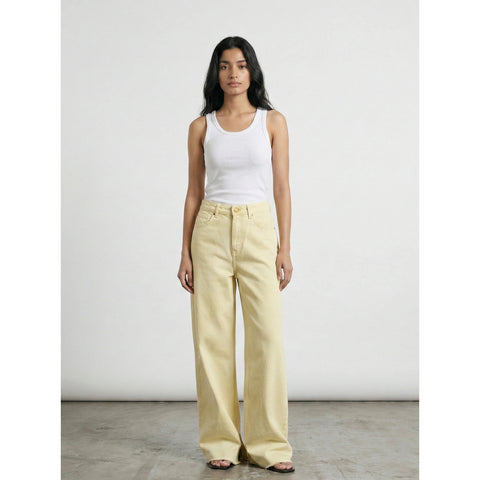 Yellow Frayed Hem Wide Leg Jeans | Montivo Pakistan