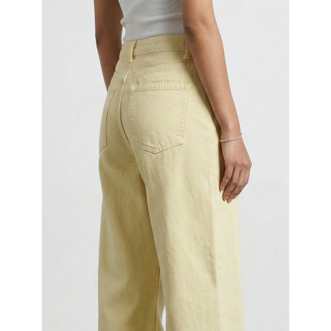 Yellow Frayed Hem Wide Leg Jeans | Montivo Pakistan