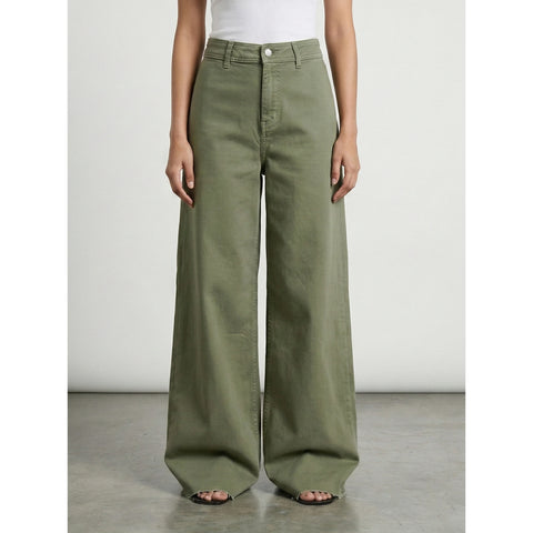 Olive Frayed Hem Wide Leg Jeans | Montivo Pakistan