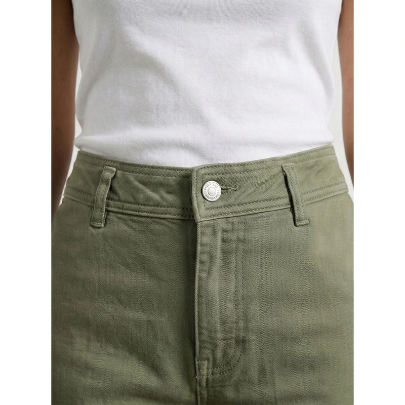 Olive Frayed Hem Wide Leg Jeans | Montivo Pakistan