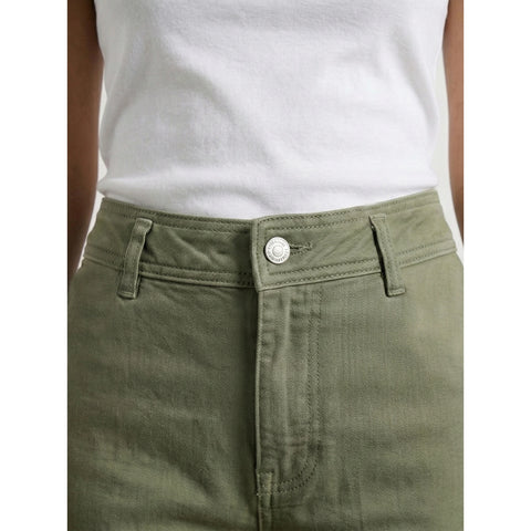 Olive Frayed Hem Wide Leg Jeans | Montivo Pakistan