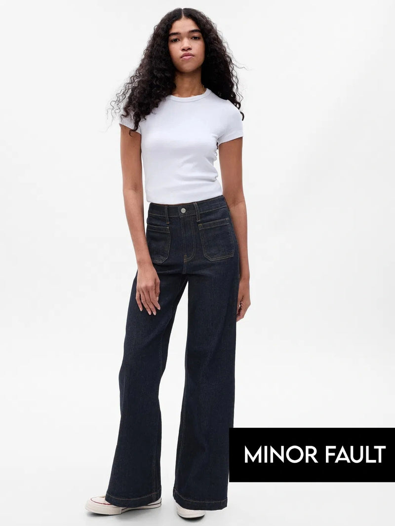 (Minor Fault) High Rise Wide Leg Stride Jeans | Montivo Pakistan