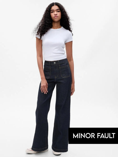 (Minor Fault) High Rise Wide Leg Stride Jeans | Montivo Pakistan