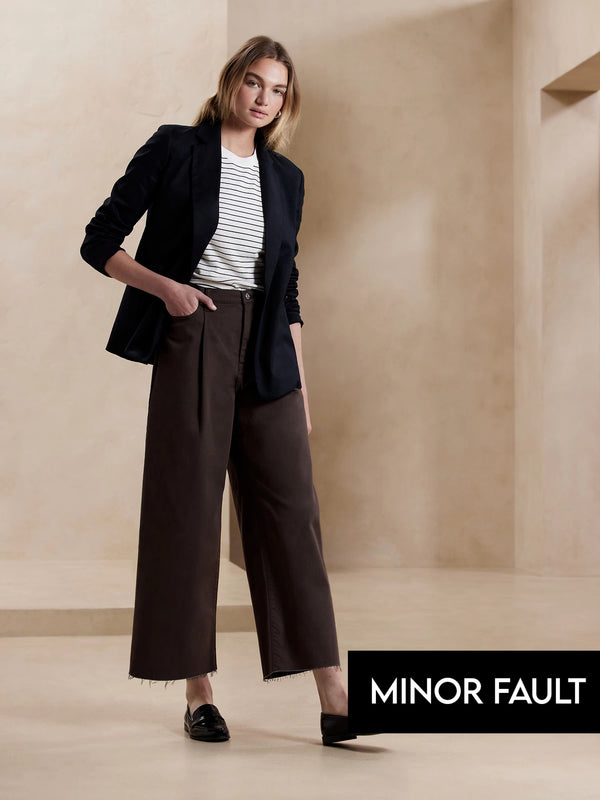 (Minor Fault) Truffle Wide Leg Pleated Jeans | Montivo Pakistan