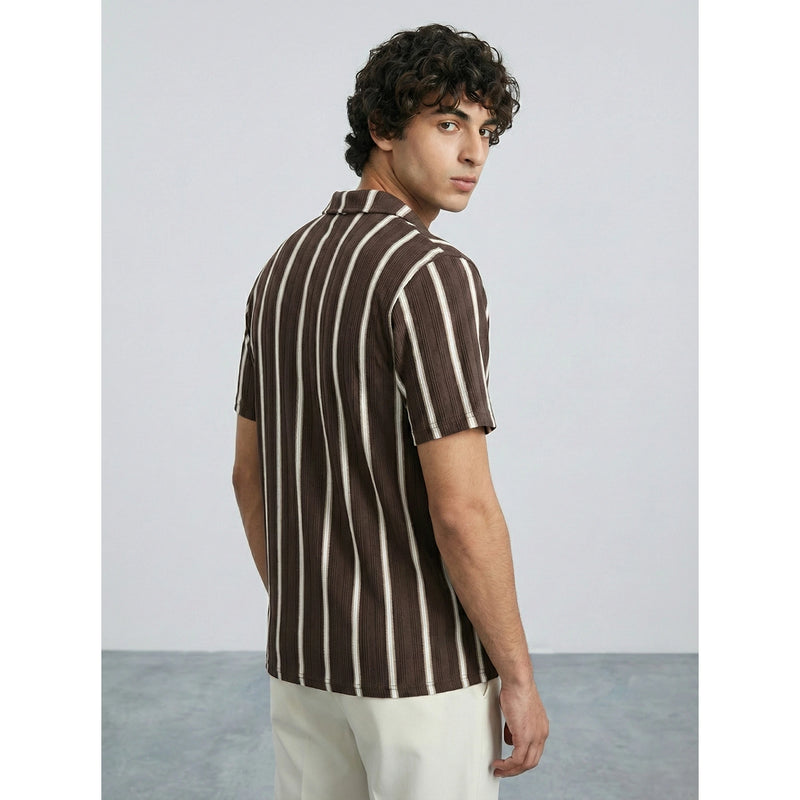 Brown Stripes Cuban Shirt | Montivo Pakistan