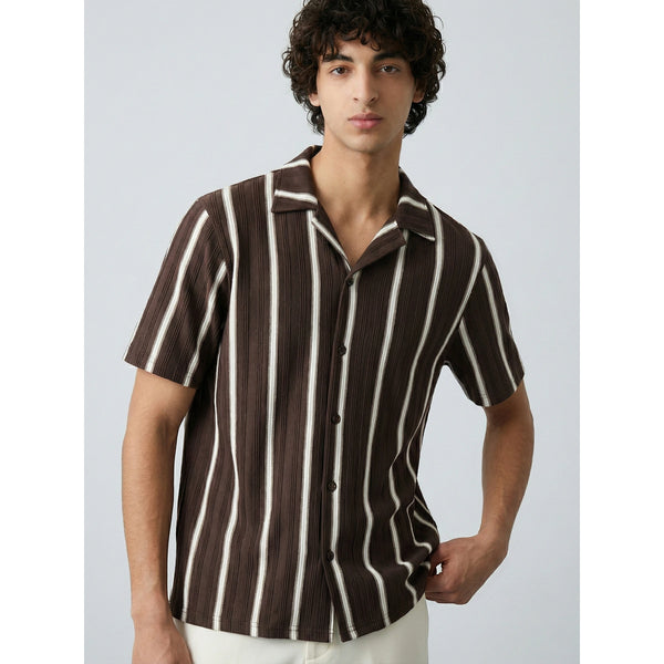 Brown Stripes Cuban Shirt | Montivo Pakistan