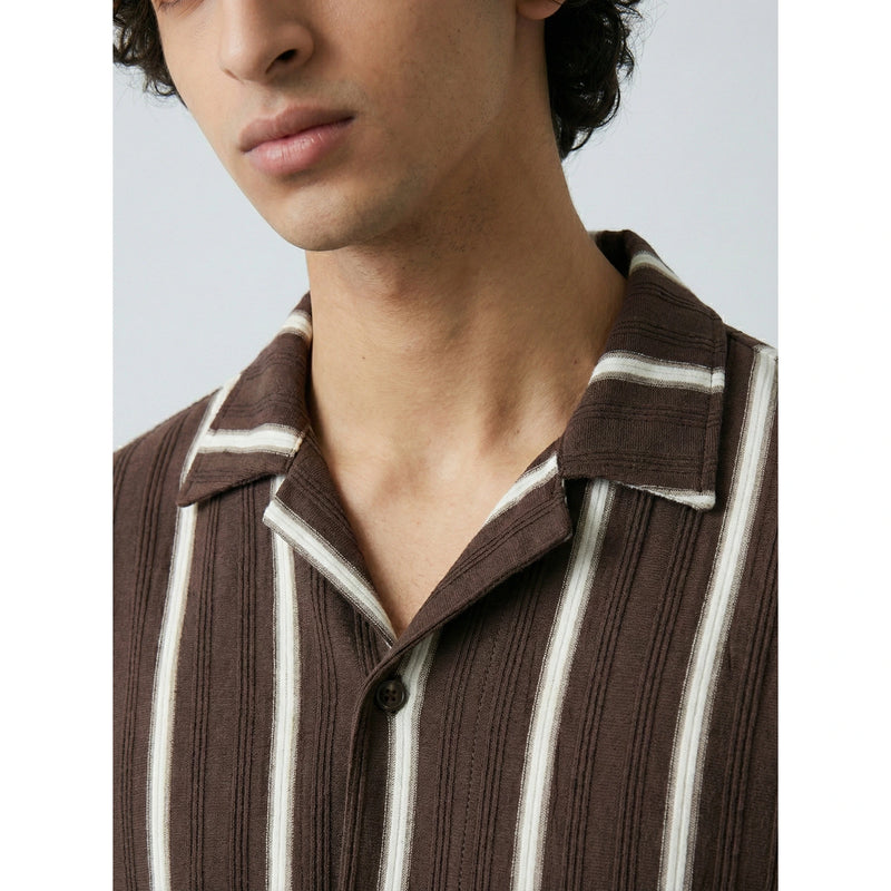 Brown Stripes Cuban Shirt | Montivo Pakistan