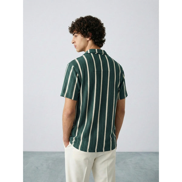 Green Stripes Cuban Shirt | Montivo Pakistan