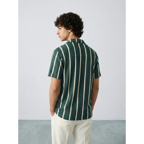 Green Stripes Cuban Shirt | Montivo Pakistan