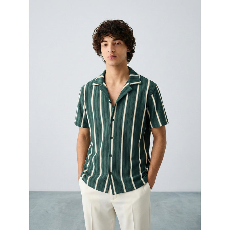 Green Stripes Cuban Shirt | Montivo Pakistan