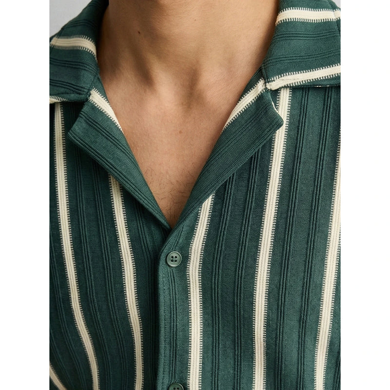 Green Stripes Cuban Shirt | Montivo Pakistan