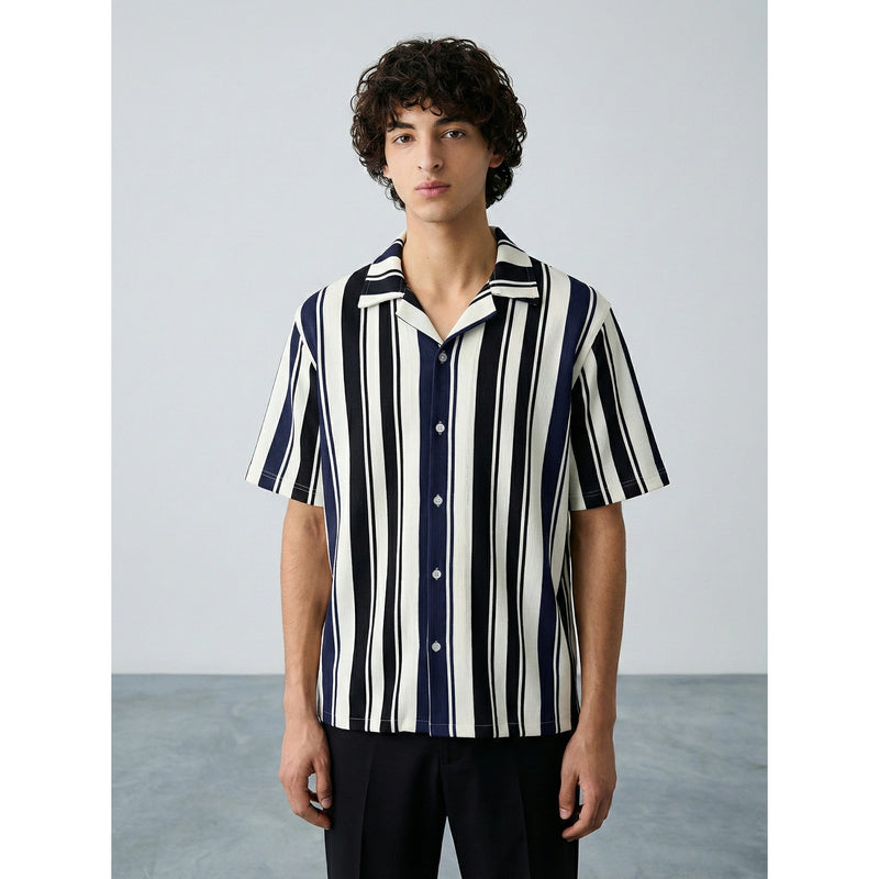 Blue Stripes Cuban Shirt | Montivo Pakistan