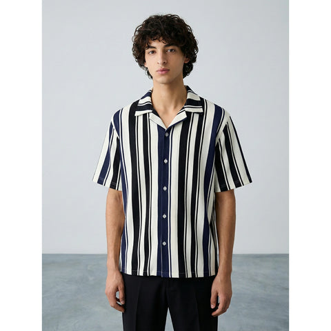 Blue Stripes Cuban Shirt | Montivo Pakistan