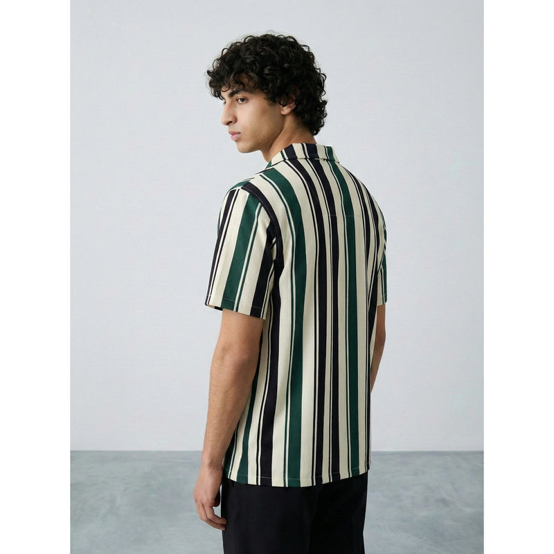 Green Stripes Cuban Shirt | Montivo Pakistan