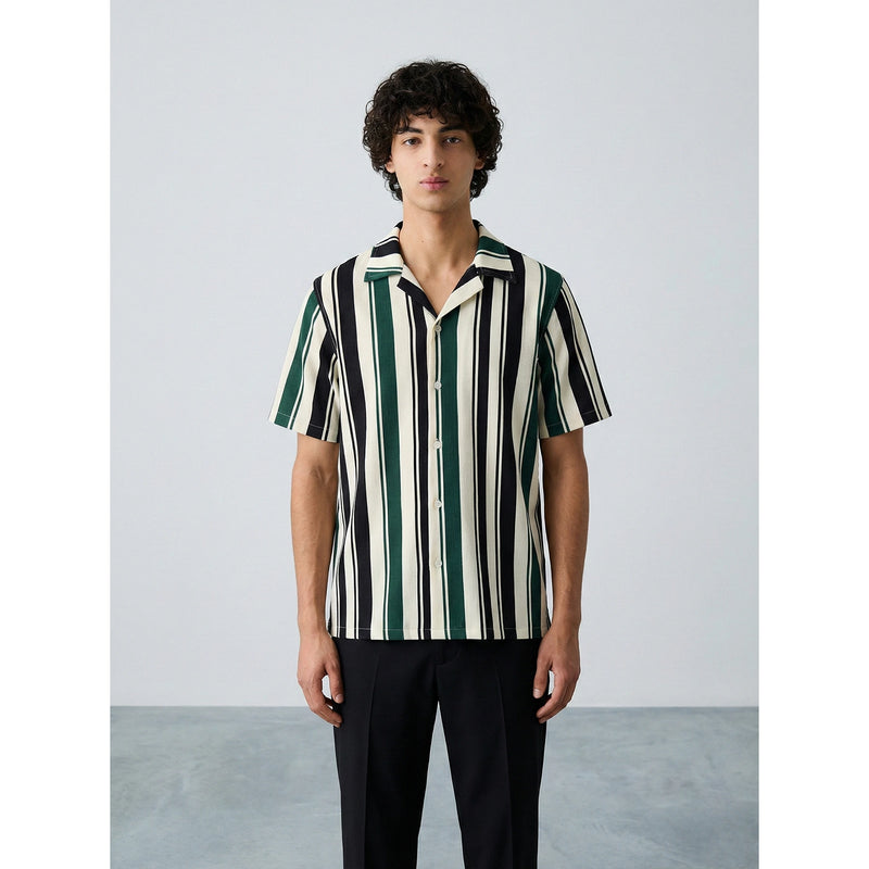 Green Stripes Cuban Shirt | Montivo Pakistan
