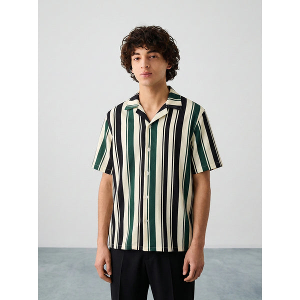 Green Stripes Cuban Shirt | Montivo Pakistan