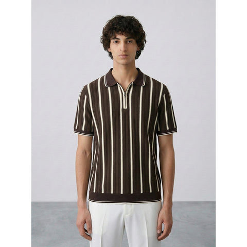 Brown Zipper Regular Fit Polo | Montivo Pakistan