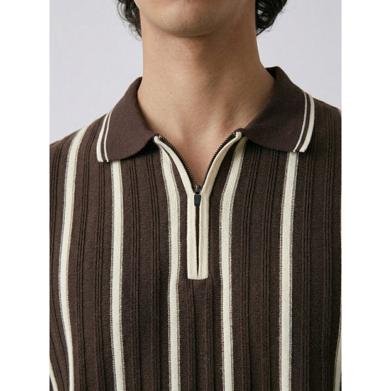 Brown Zipper Regular Fit Polo | Montivo Pakistan
