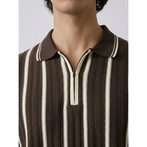 Brown Zipper Regular Fit Polo | Montivo Pakistan