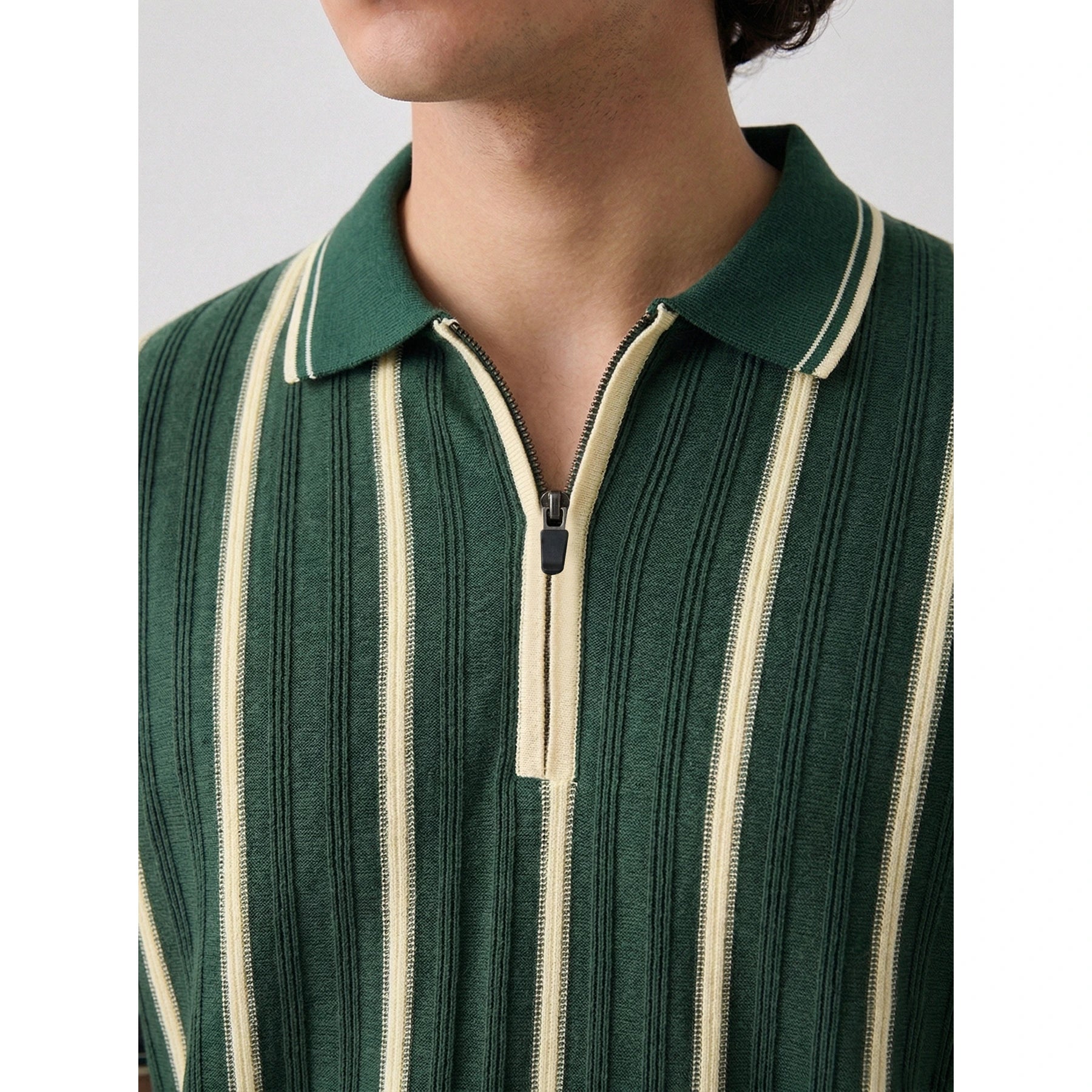 Green Zipper Regular Fit Polo | Montivo Pakistan