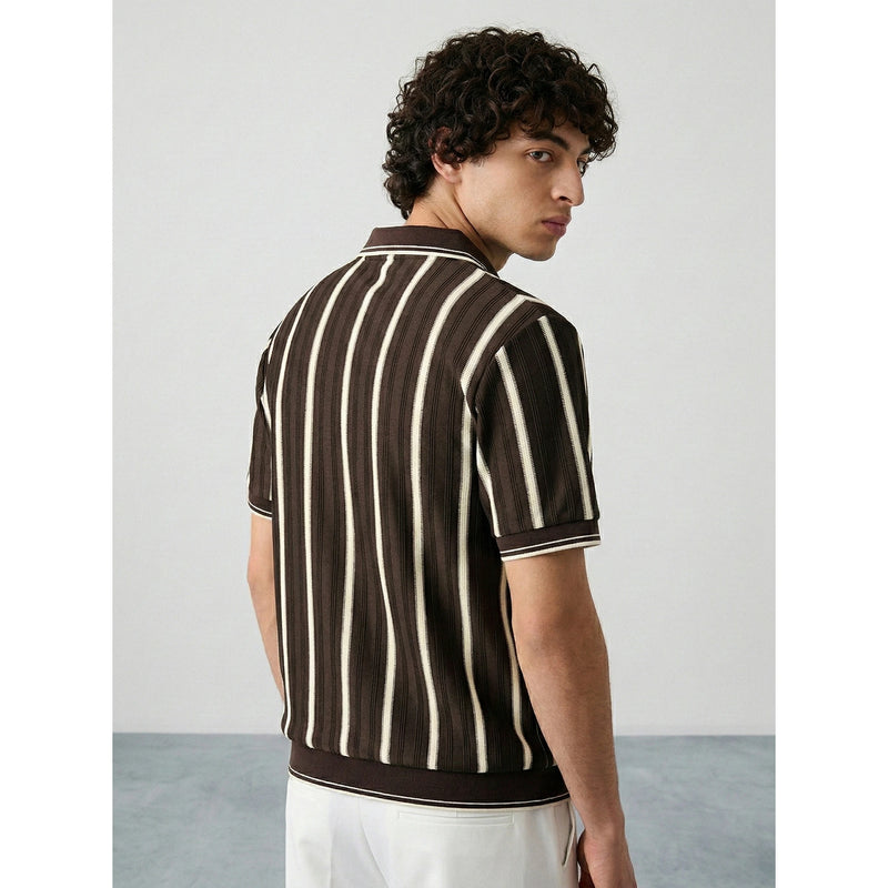 Brown Stripes Jhonny Collar Polo | Montivo Pakistan