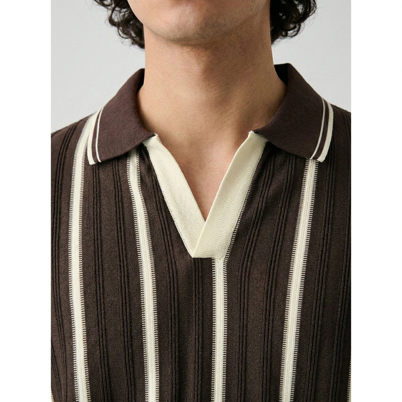 Brown Stripes Jhonny Collar Polo | Montivo Pakistan