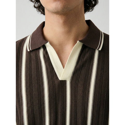 Brown Stripes Jhonny Collar Polo | Montivo Pakistan