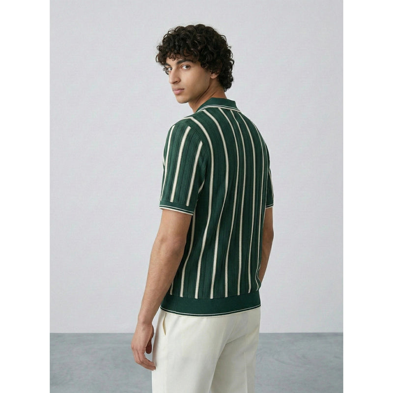 Green Stripes Jhonny Collar Polo | Montivo Pakistan