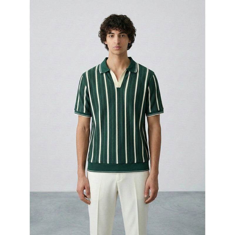 Green Stripes Jhonny Collar Polo | Montivo Pakistan