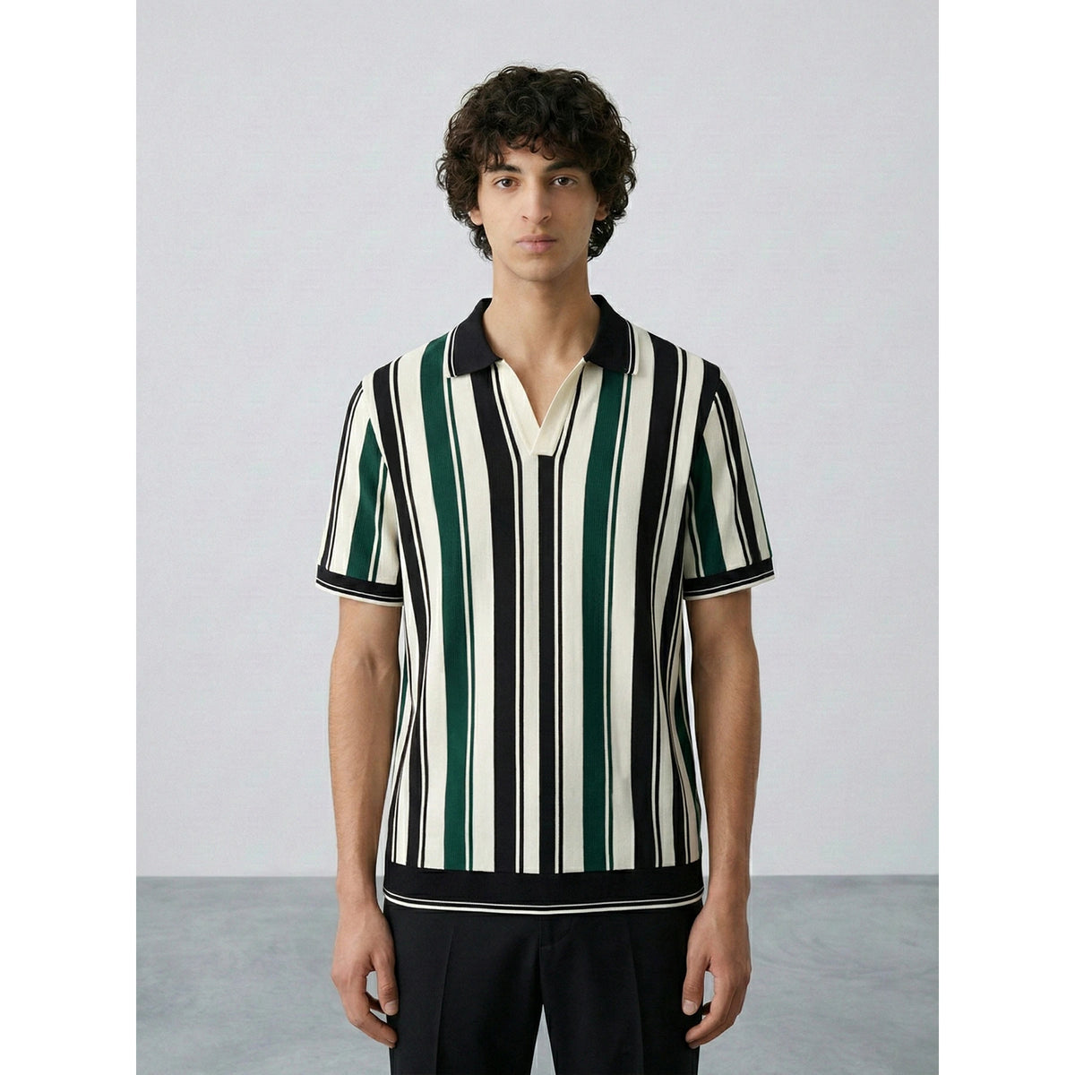 Green Stripes Jhonny Collar Polo | Montivo Pakistan