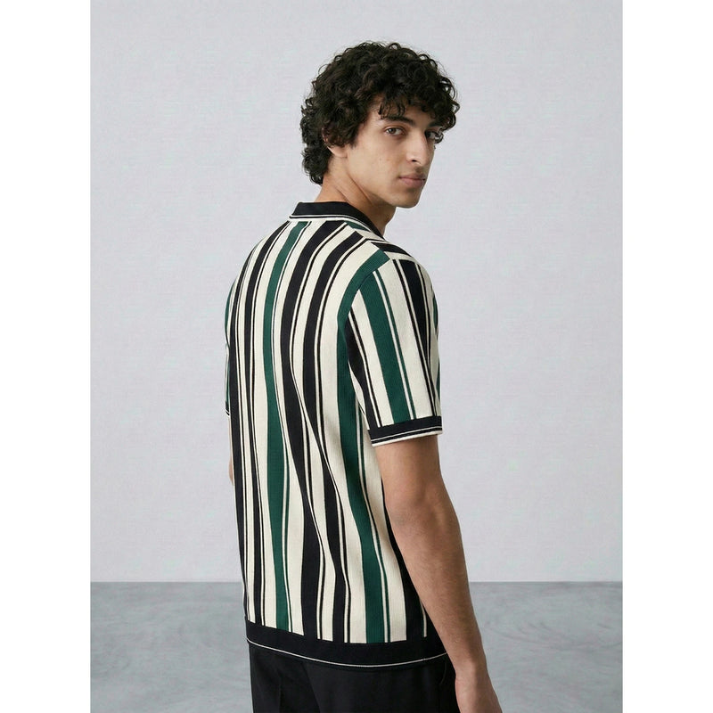 Green Stripes Jhonny Collar Polo | Montivo Pakistan