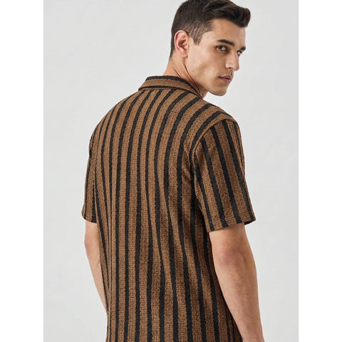 Dark Mocha Textured Cuban Shirt | Montivo Pakistan