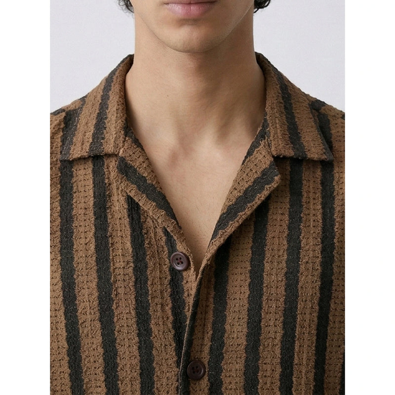 Dark Mocha Textured Cuban Shirt | Montivo Pakistan