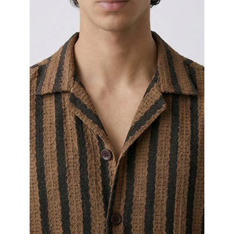 Dark Mocha Textured Cuban Shirt | Montivo Pakistan
