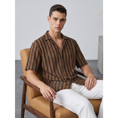 Dark Mocha Textured Cuban Shirt | Montivo Pakistan