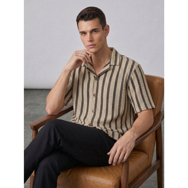 Desert Sand Textured Cuban Shirt | Montivo Pakistan
