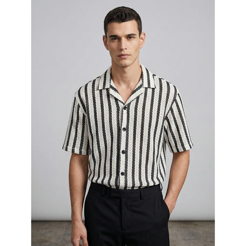 Ecru Textured Cuban Shirt | Montivo Pakistan