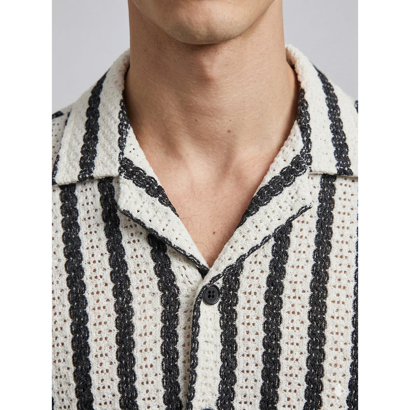 Ecru Textured Cuban Shirt | Montivo Pakistan