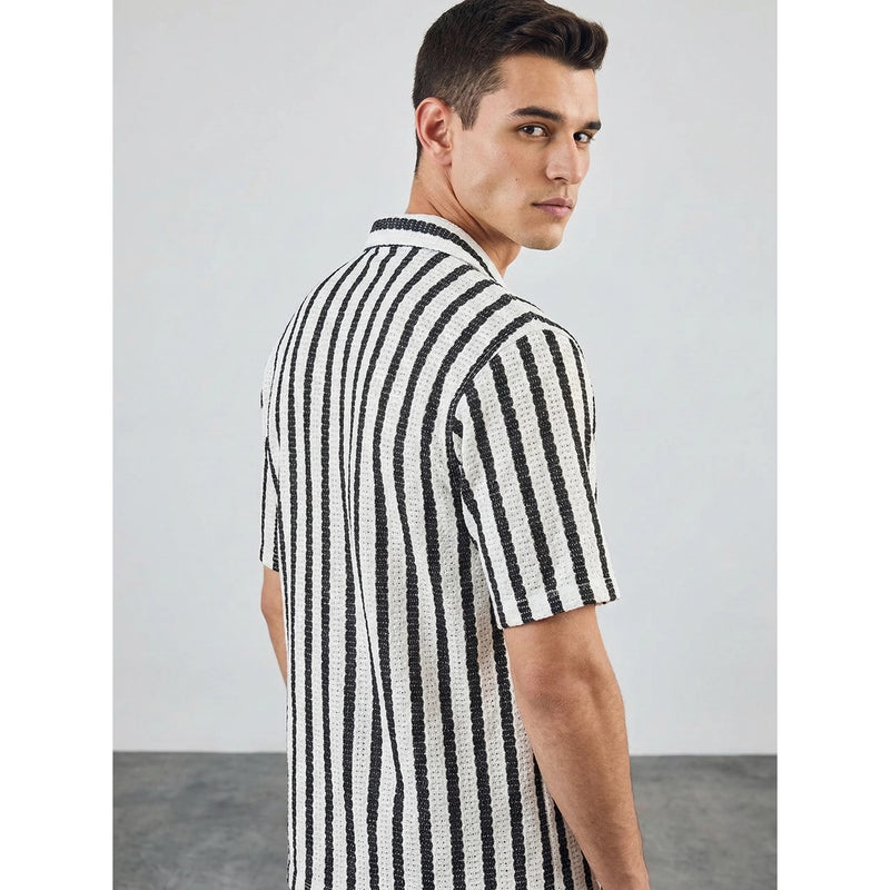 Ecru Textured Cuban Shirt | Montivo Pakistan